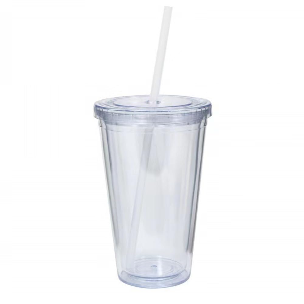 650ml Clear Tumbler with Lid and Straw I882255