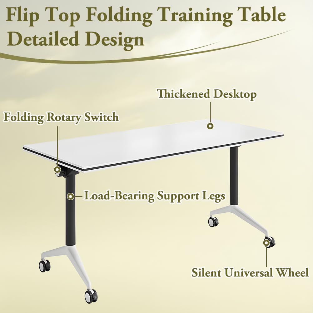 Foldable Mobile Seminar Table with Locking Casters, 8 Pack Z666