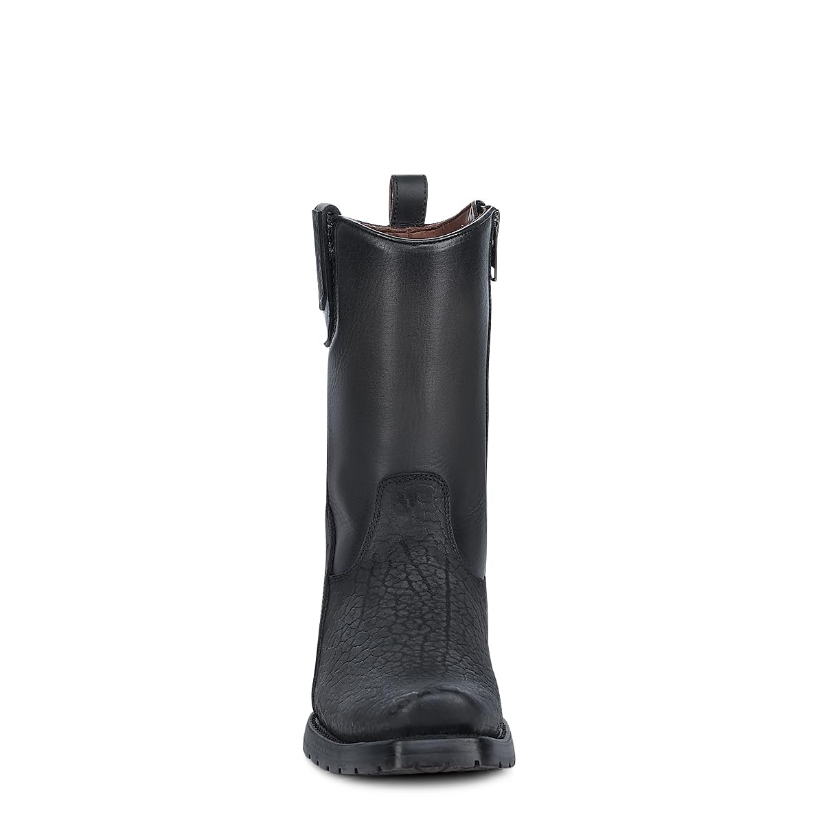 Dark gray Leather Side Zipper Western Boots O9790