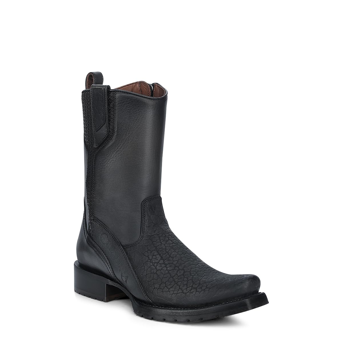 Dark gray Leather Side Zipper Western Boots O9790