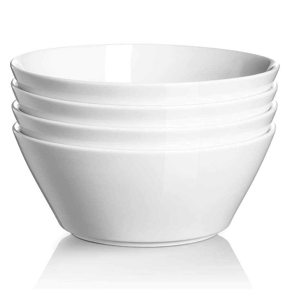 White Ceramic Soup Bowls Set of 4 I14794