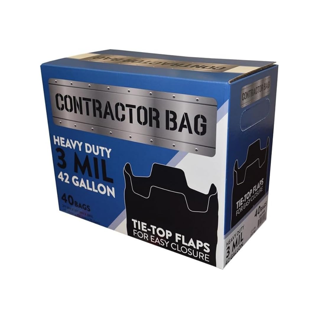 42 Gallon Black Contractor Garbage Bag, 40 Count A6577