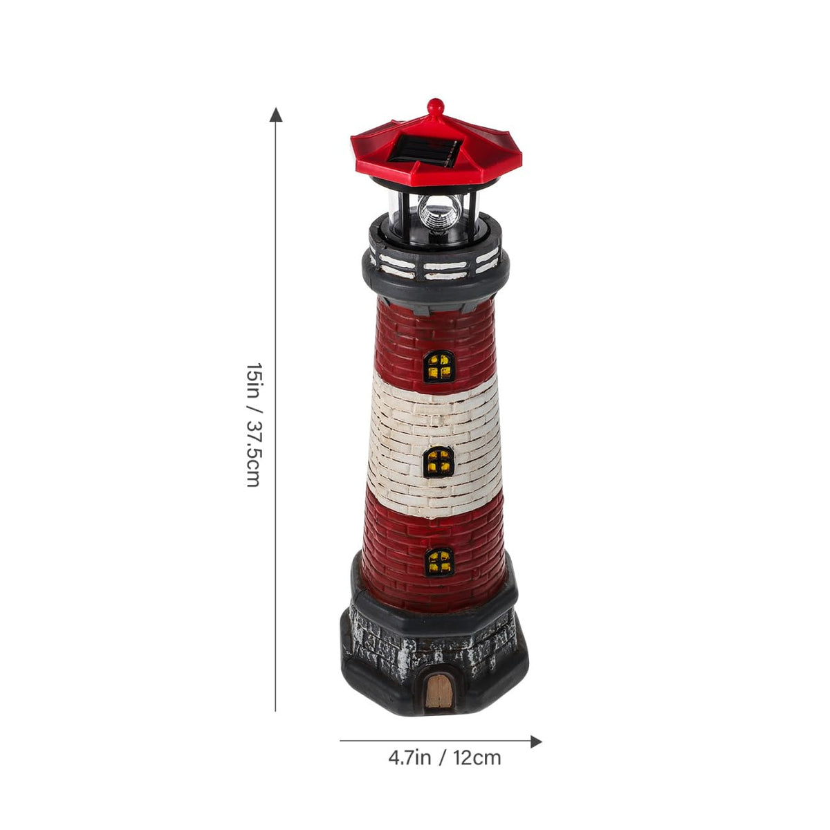 Solar Lighthouse with Rotating LED Lights 15 Inch Tall F272825