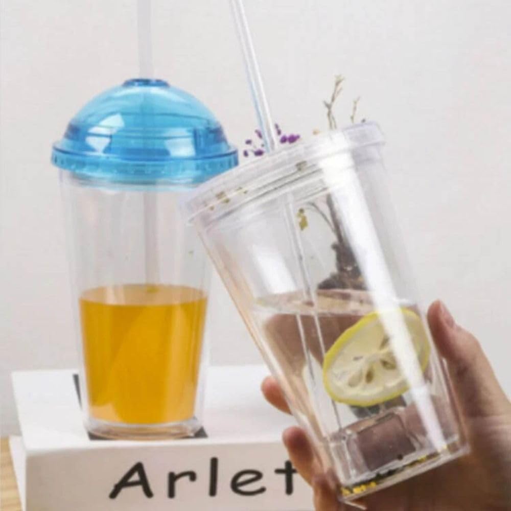 650ml Clear Tumbler with Lid and Straw I882255