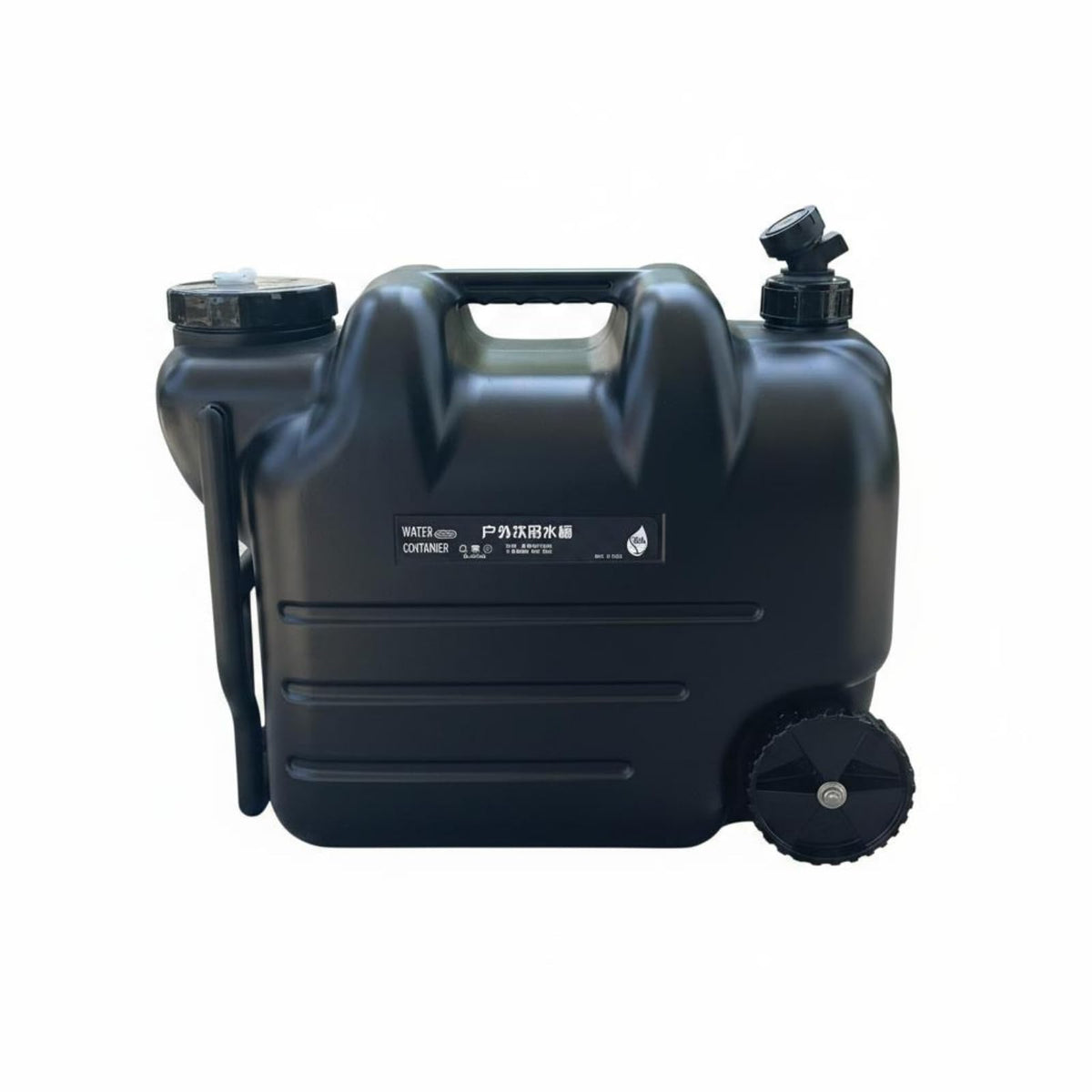 Black Portable Water Tank with Faucet and Wheels T308