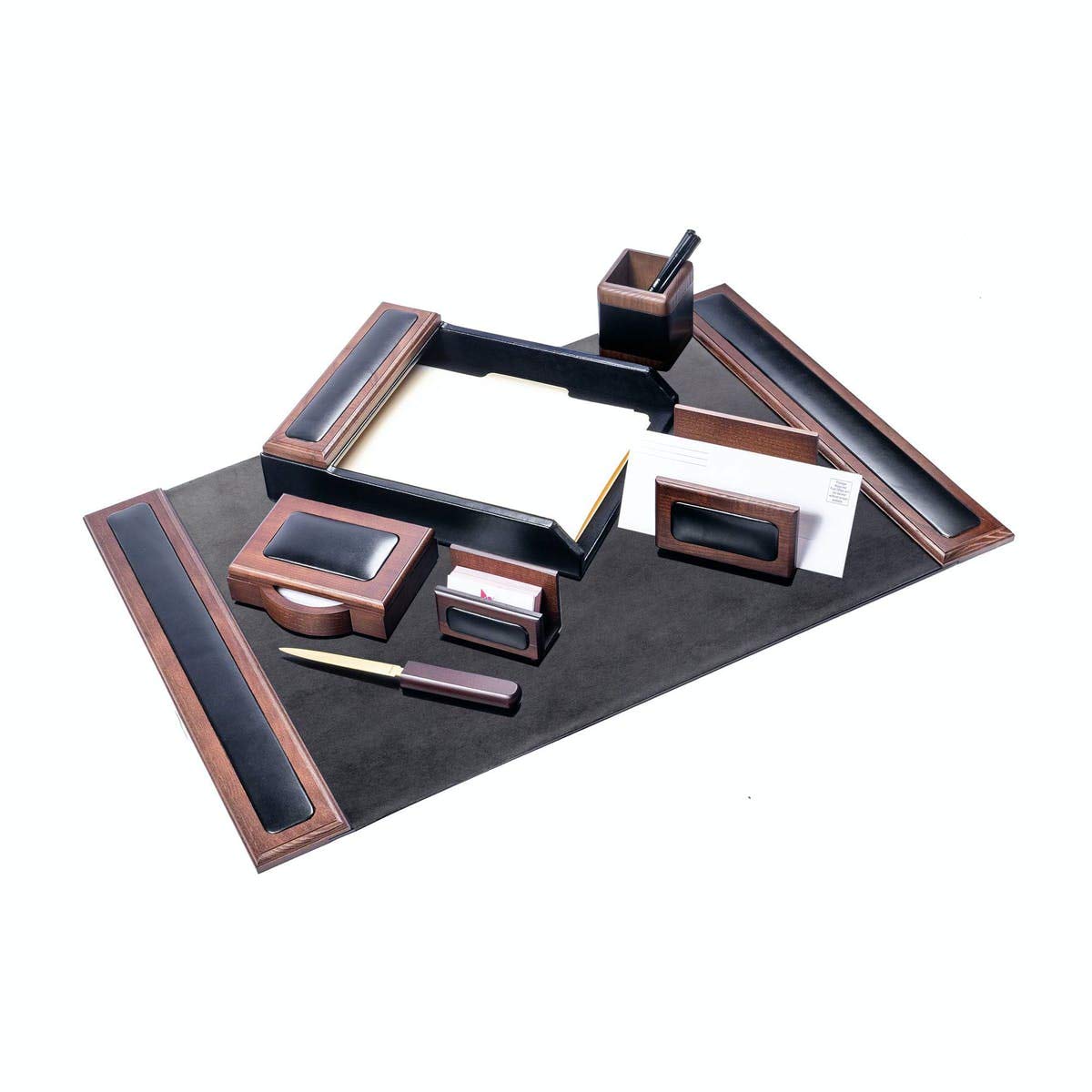 Walnut & Leather 7-Piece Desk Set A47116