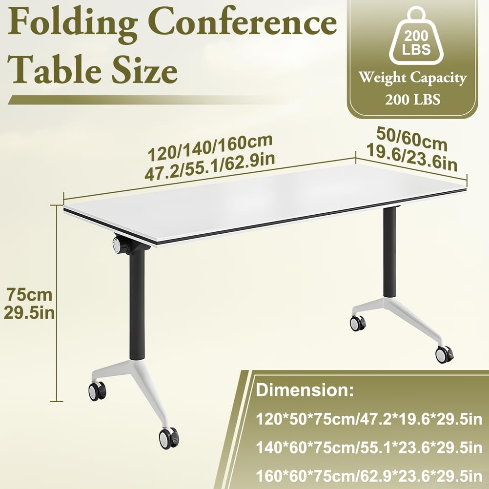 Foldable Mobile Seminar Table with Locking Casters, 8 Pack Z666