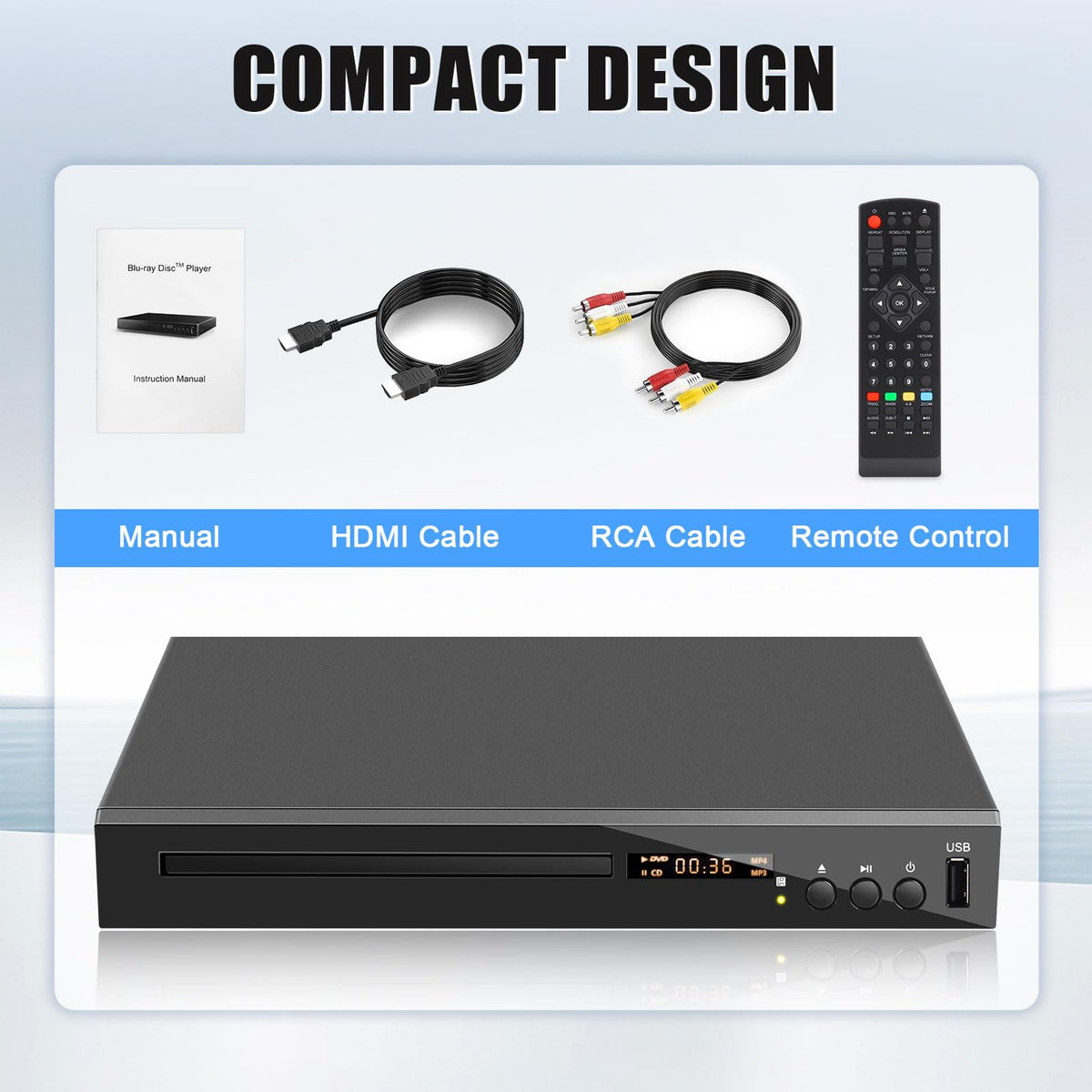 Blu Ray DVD CD Player with HDMI AV Coaxial Output L731477