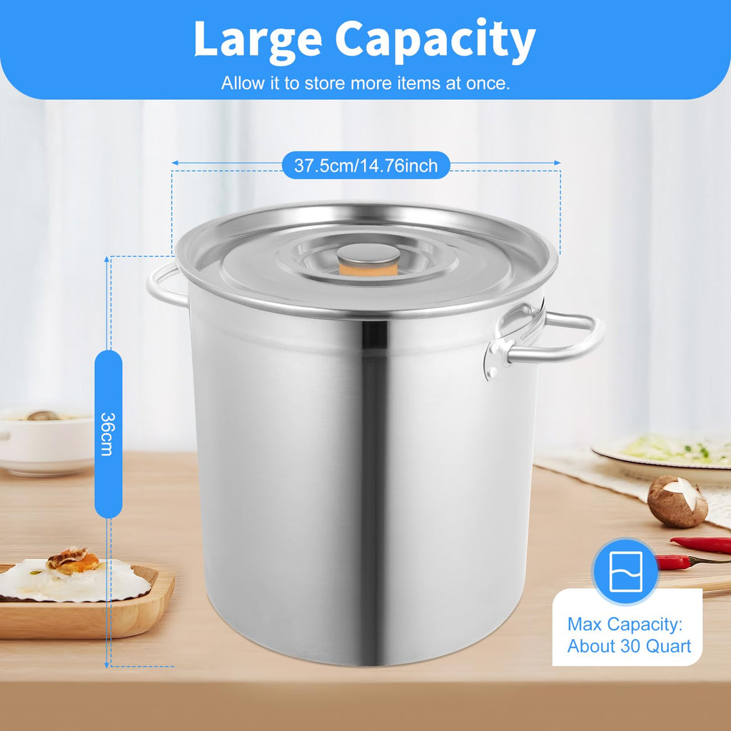 30 QT Stainless Steel Stock Pot with Lid A4207