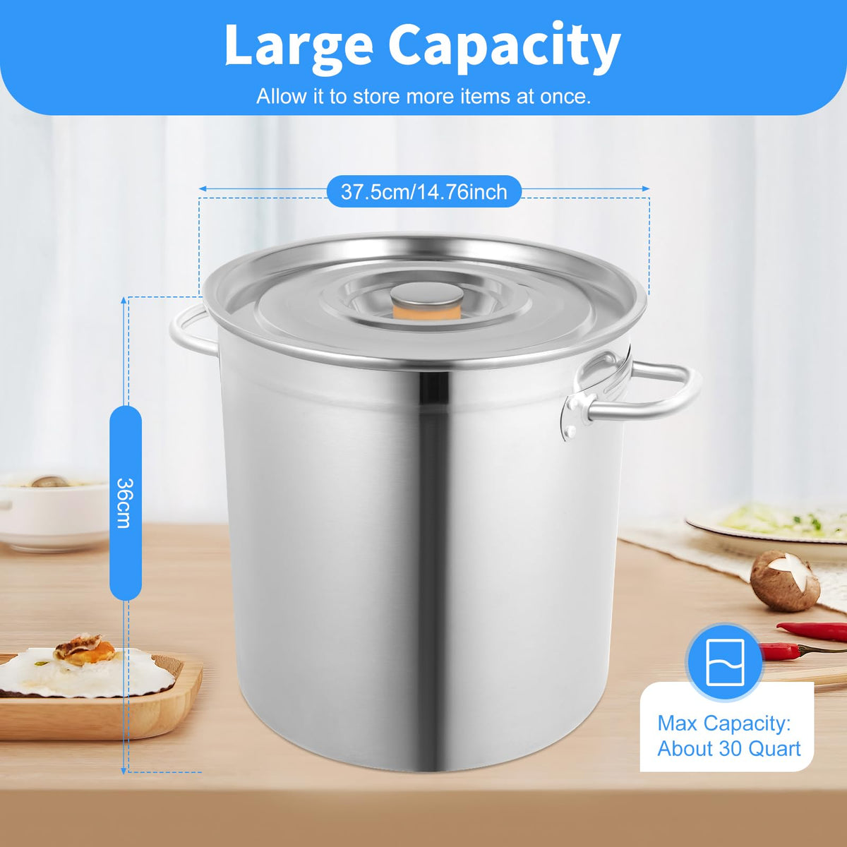 30 QT Stainless Steel Stock Pot with Lid A4207