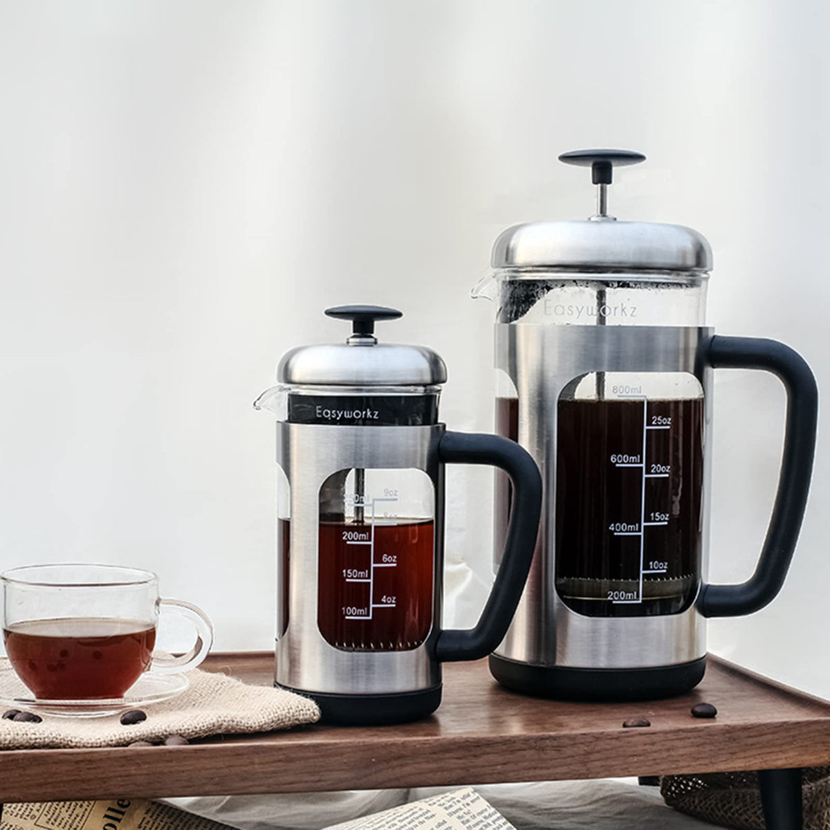Stainless Steel French Press 12 oz with Measuring Coffee Spoon L67543