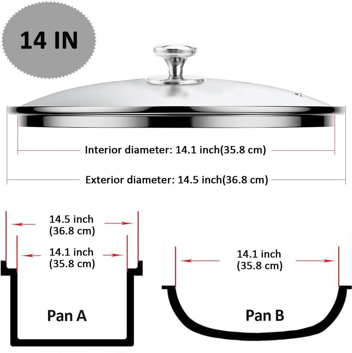 14 Inch Glass Lid with Steam Vent G7348