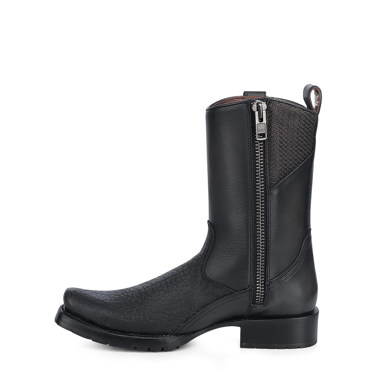 Dark gray Leather Side Zipper Western Boots O9790