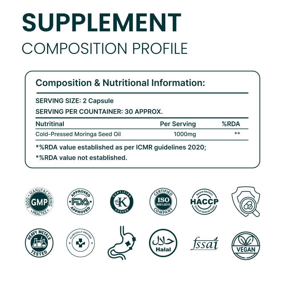 Moringa Seed Oil 1000mg 60 Capsules T828558