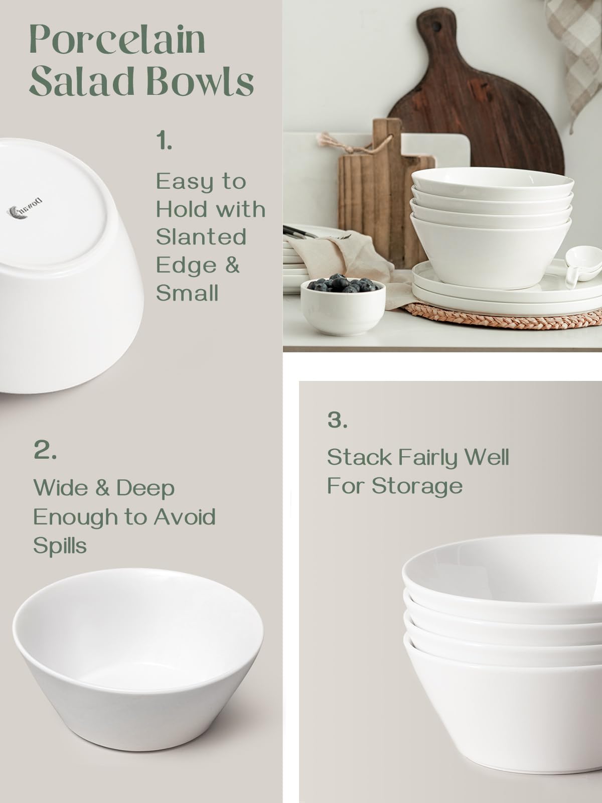White Ceramic Soup Bowls Set of 4 I14794