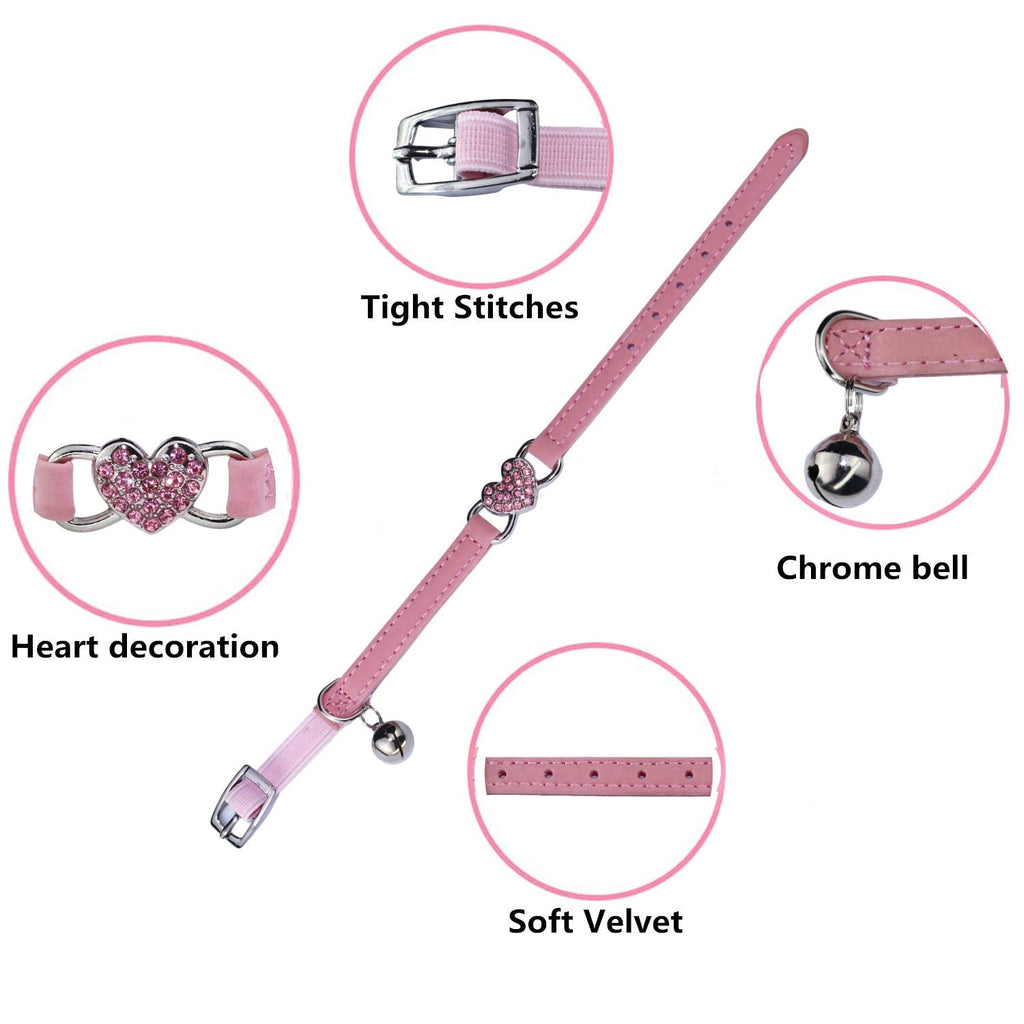 Pink Cat Collar with Safety Belt and Bell D30904