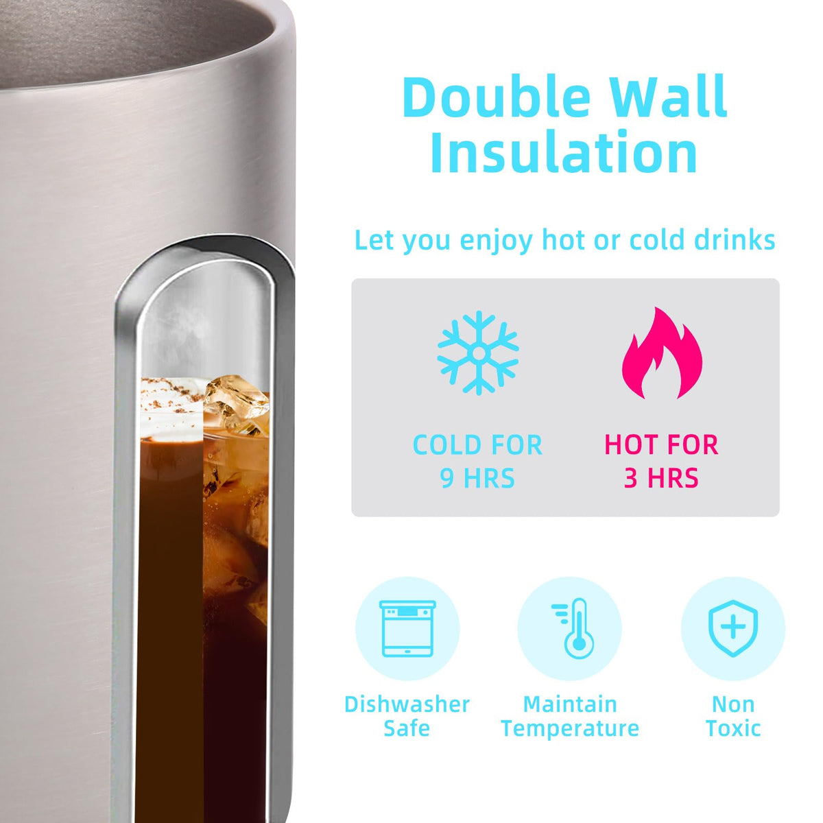 14oz Insulated Stainless Steel Coffee Mug with Lid 2 Pack O74351