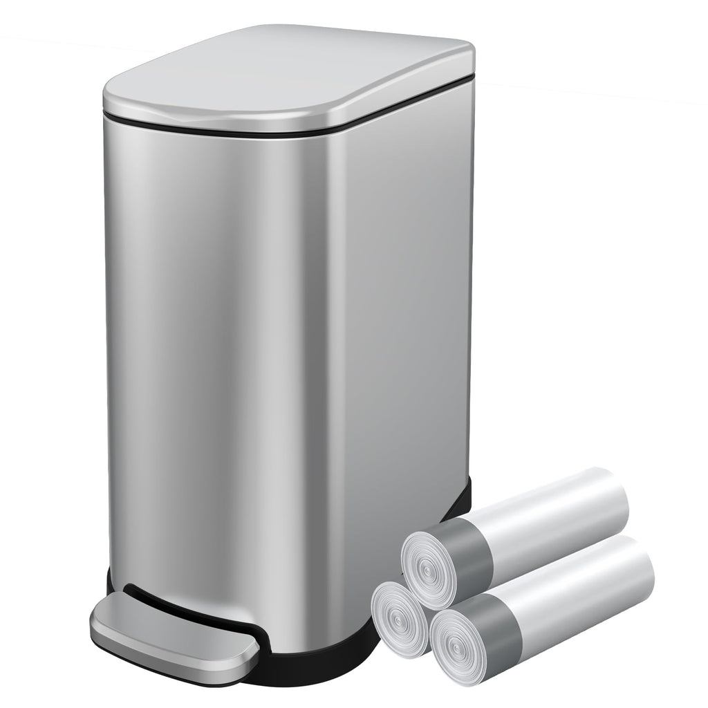2.6 Gallon Stainless Steel Step Trash Can with Lid W172