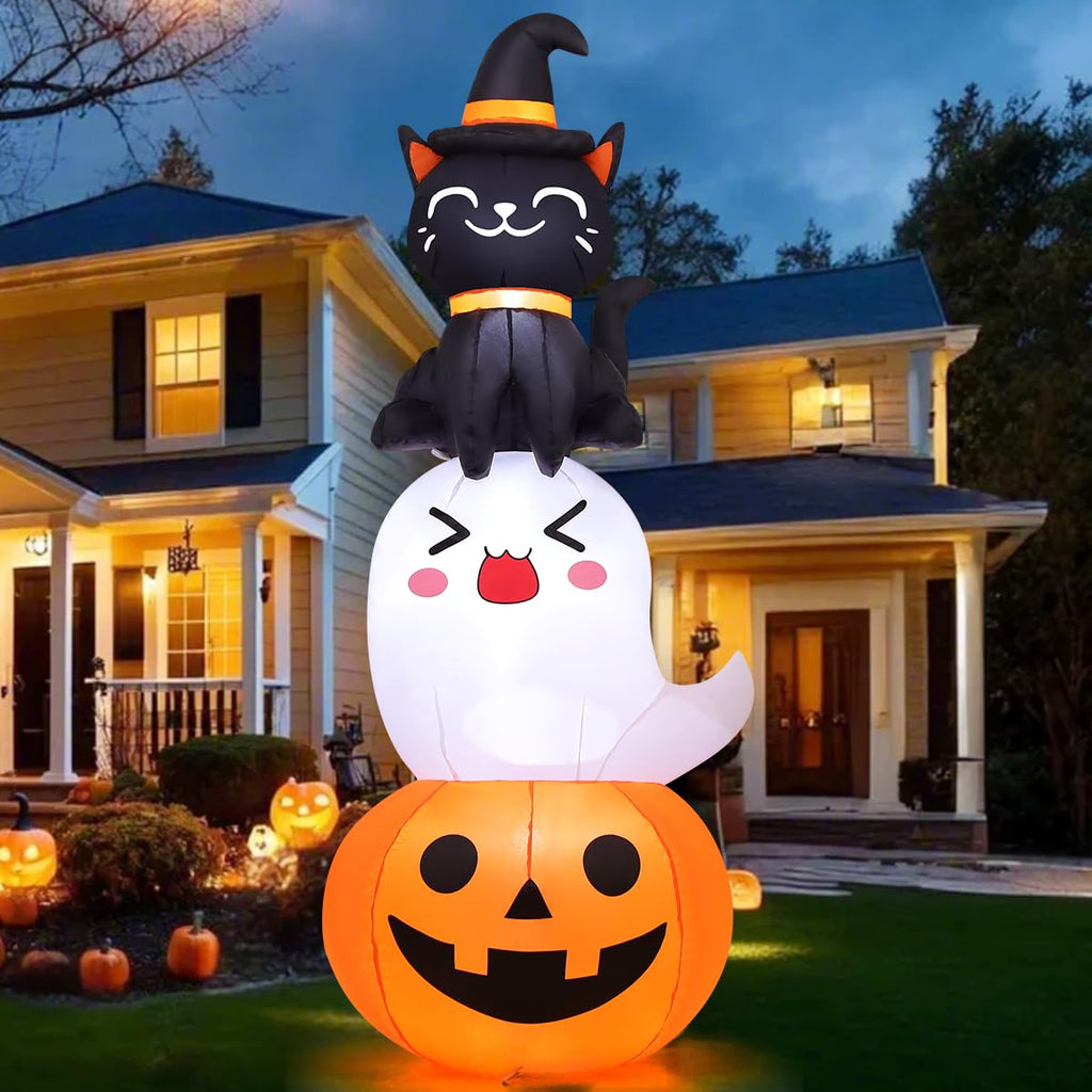 6 FT Halloween Inflatables Pumpkin Ghost Cat Outdoor Decorations U366170