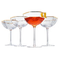 Champagne Coupe Glasses Set of 4 Gold Rim E586