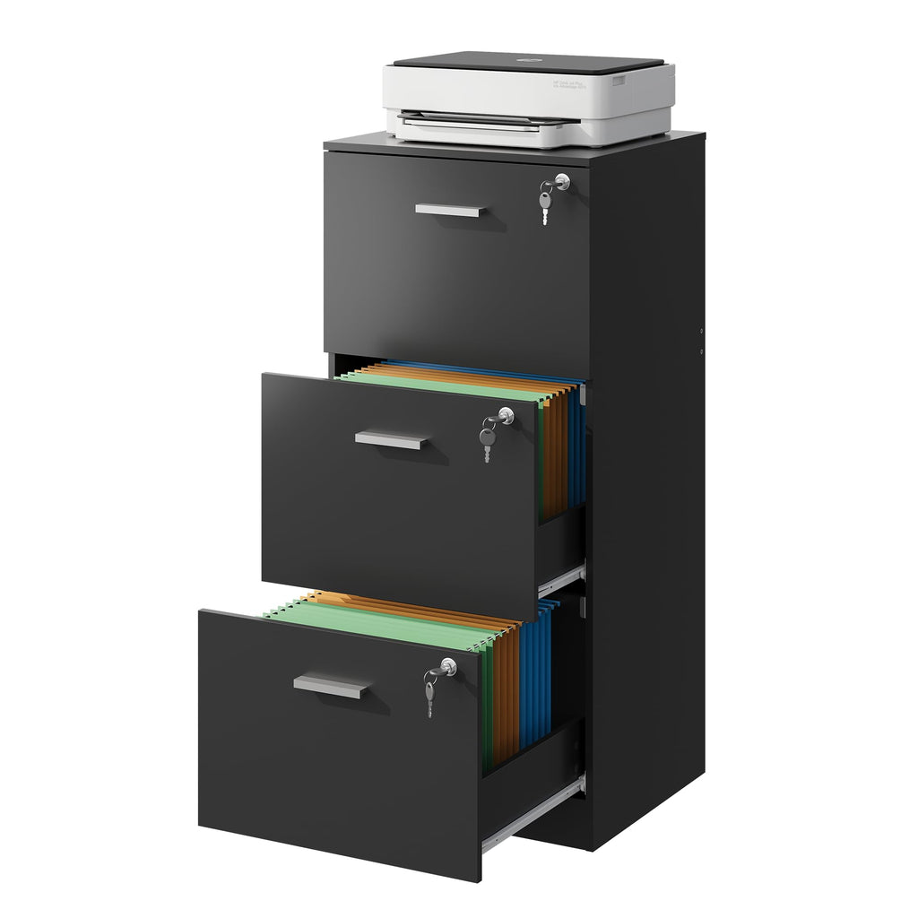 3 Drawer Wood File Cabinet with Lock M489