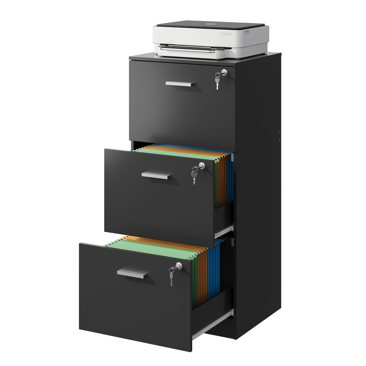 3 Drawer Wood File Cabinet with Lock M489