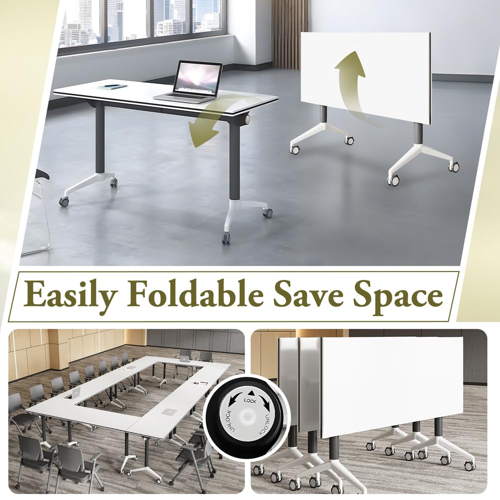 Foldable Mobile Seminar Table with Locking Casters, 8 Pack Z666