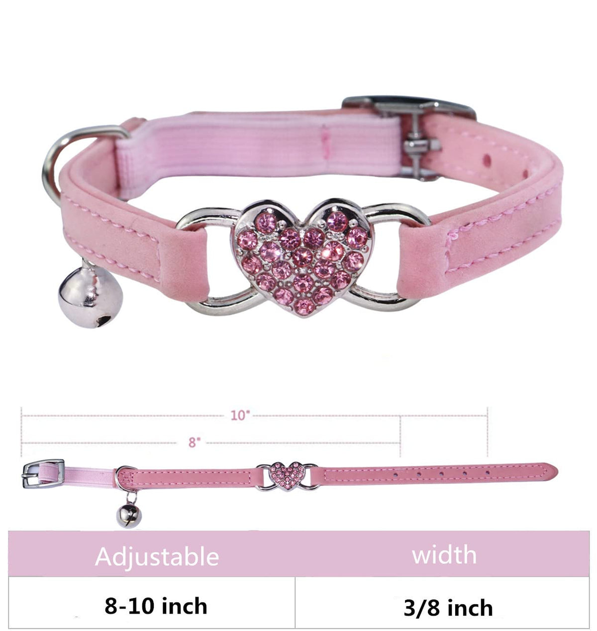 Pink Cat Collar with Safety Belt and Bell D30904