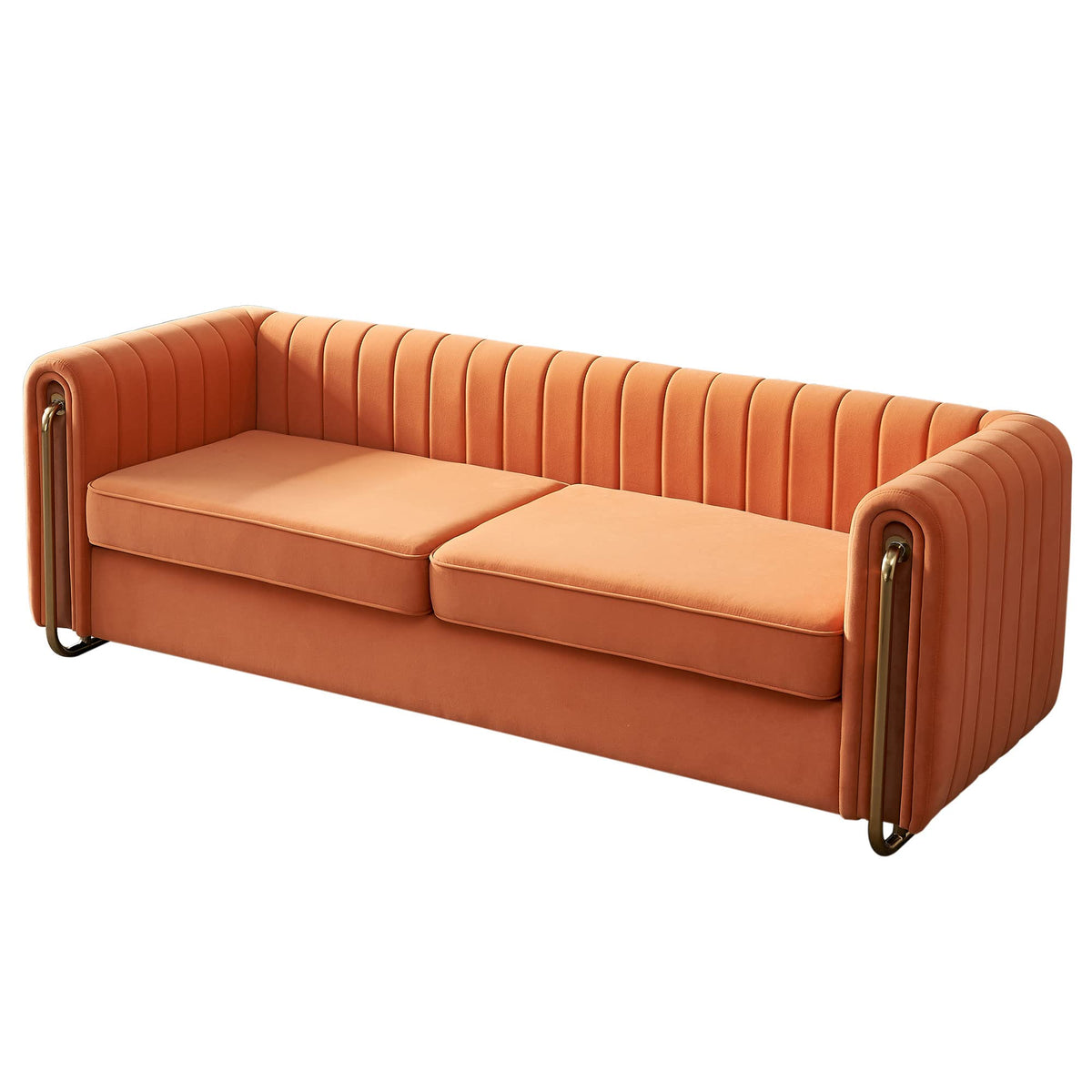 Orange Velvet 84 Inch 3-Seater Sofa S81299