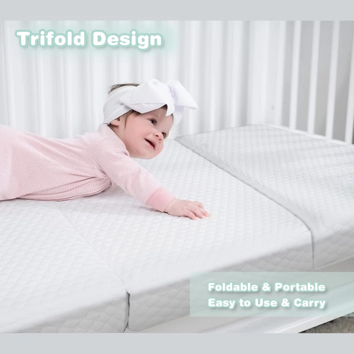 38”x26” Trifold Dual-Firmness Memory Foam Pack and Play Mattress D439
