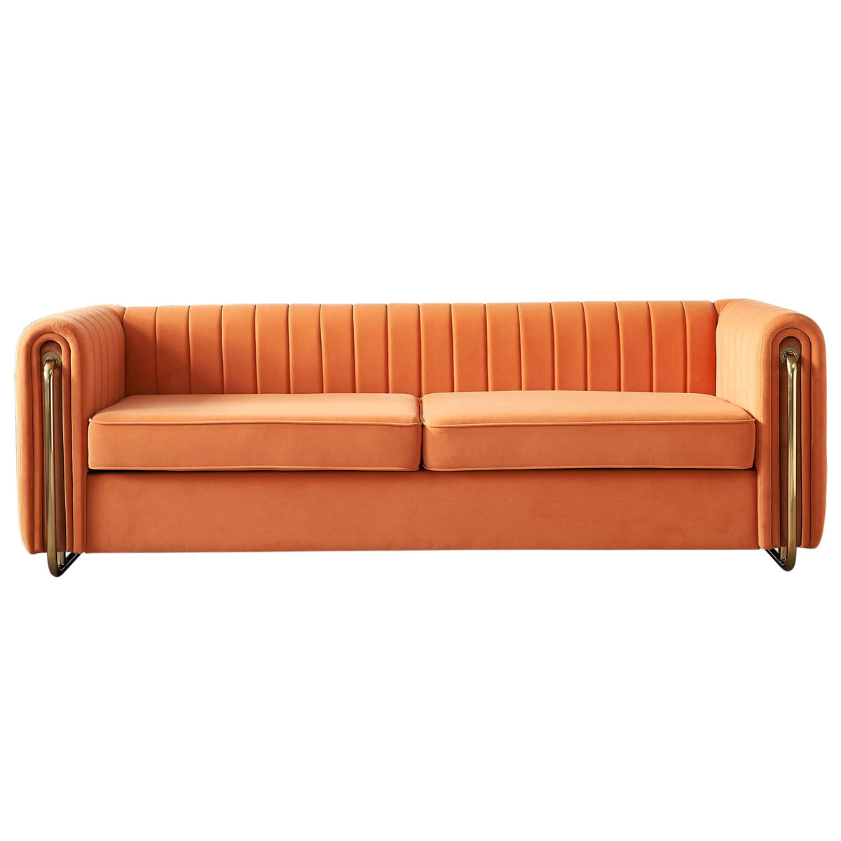 Orange Velvet 84 Inch 3-Seater Sofa S81299