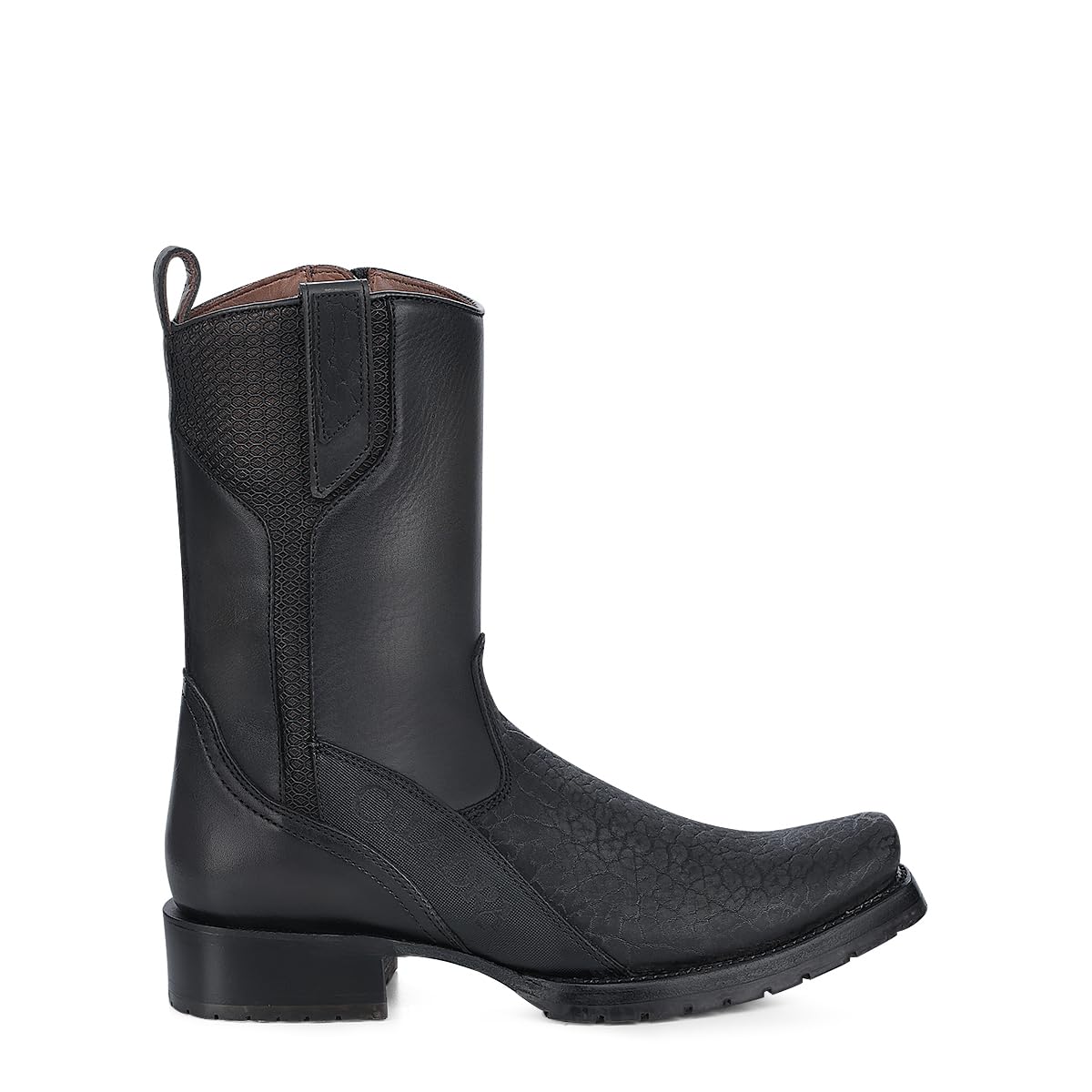 Dark gray Leather Side Zipper Western Boots O9790