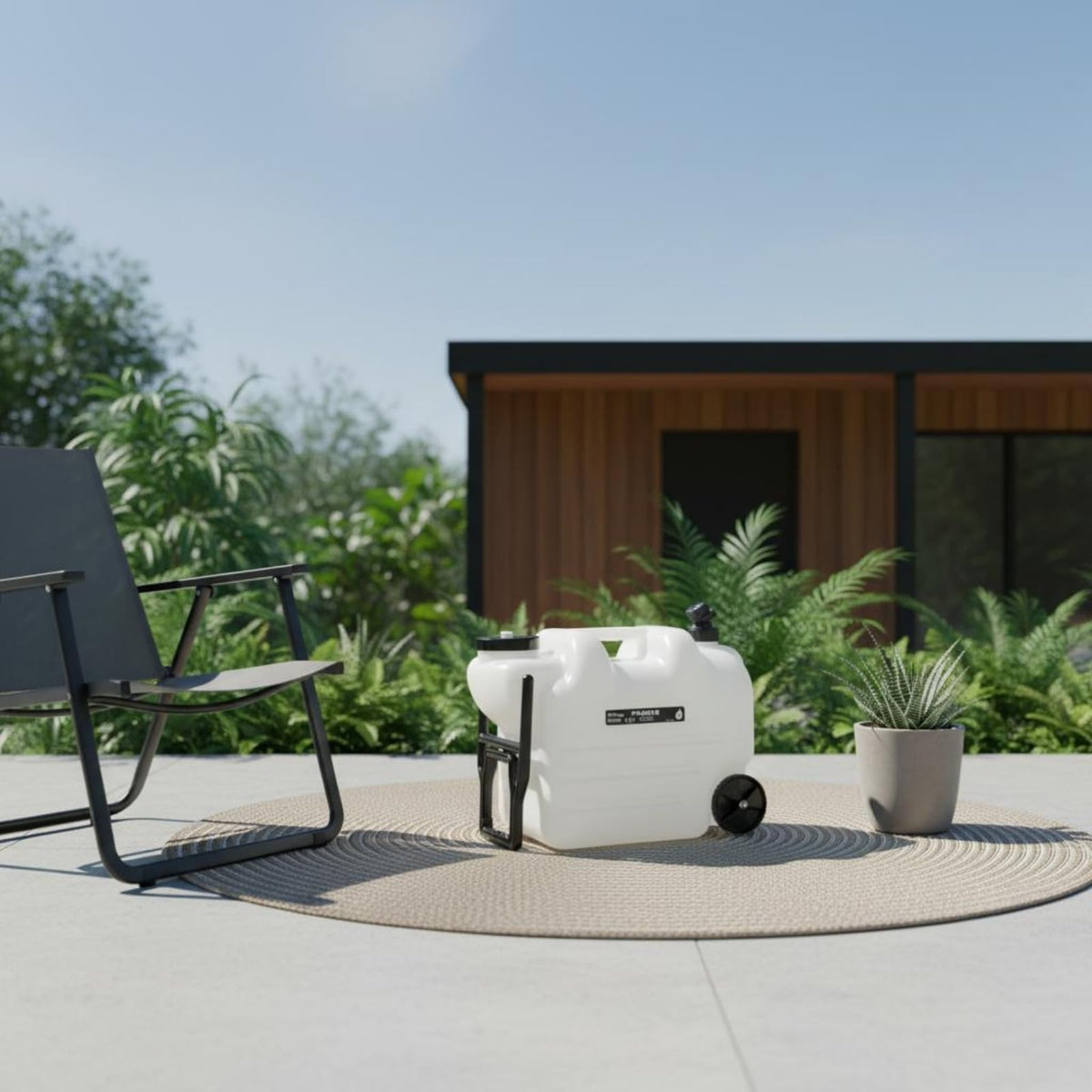 Black Portable Water Tank with Faucet and Wheels T308