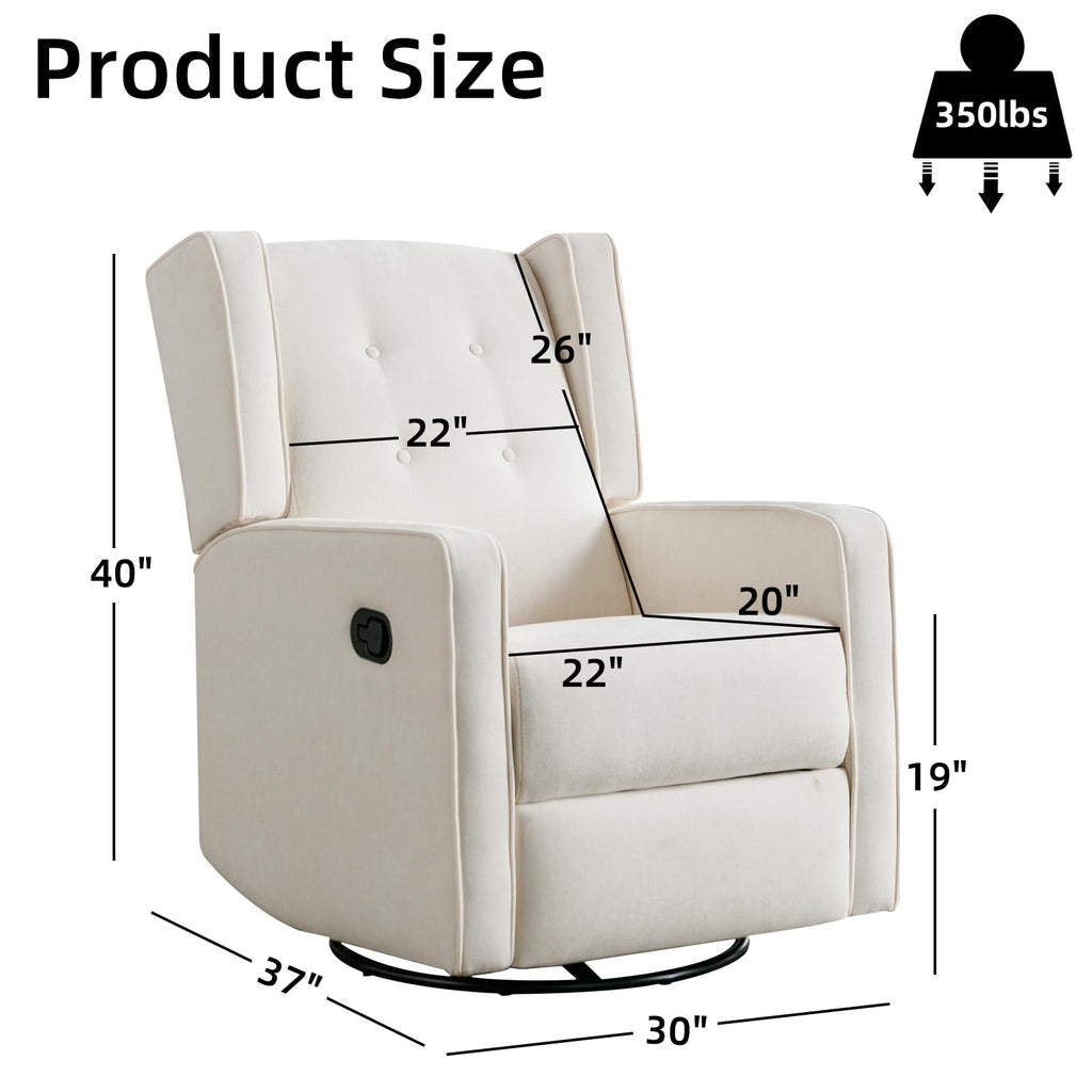 White Swivel Rocker Recliner Chair N6222