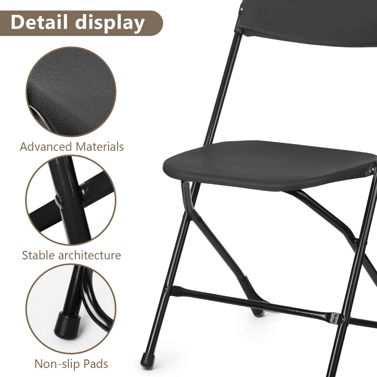 Portable Heavy Duty Folding Chairs 10 Pack Black V783