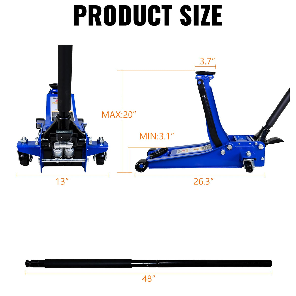 3 Ton Hydraulic Floor Jack with Foot Pedal T501
