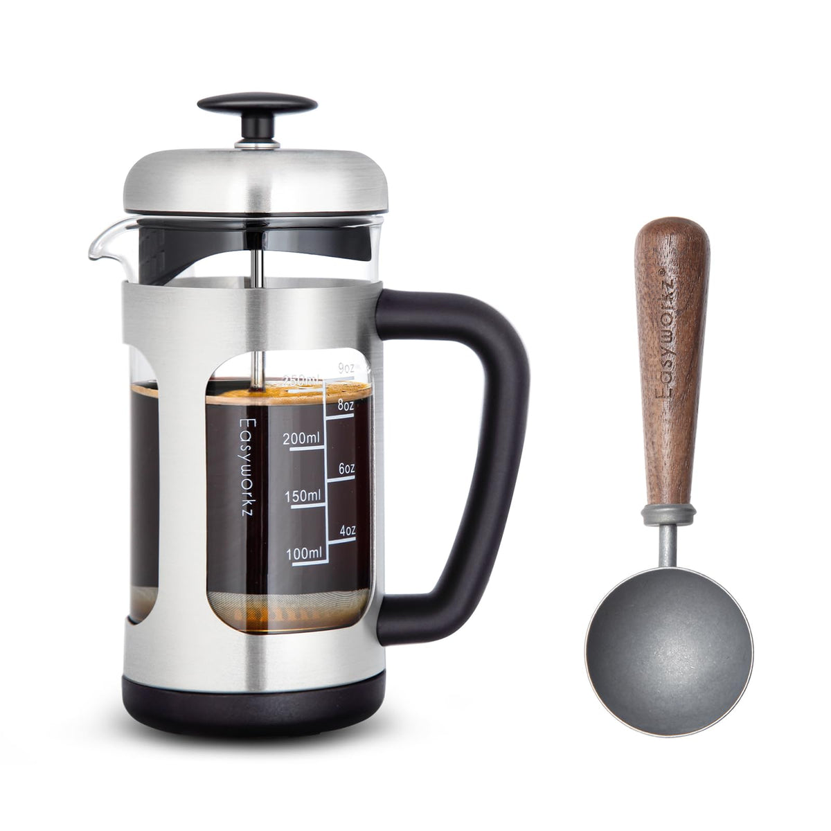 Stainless Steel French Press 12 oz with Measuring Coffee Spoon L67543