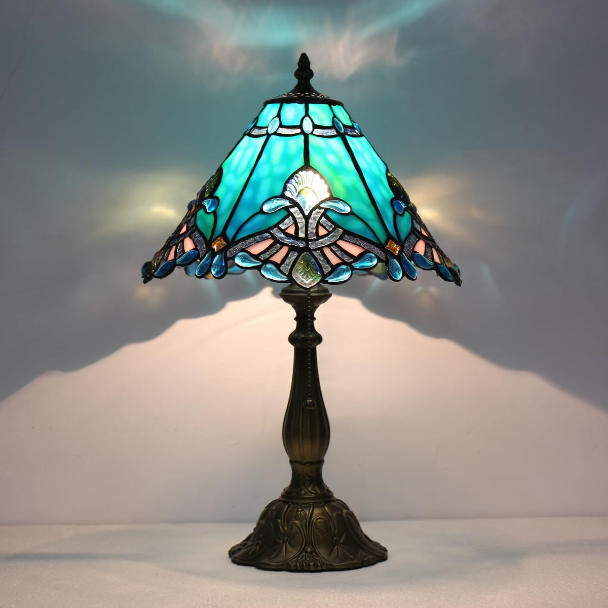 Sea Blue Stained Glass Table Lamp E8784