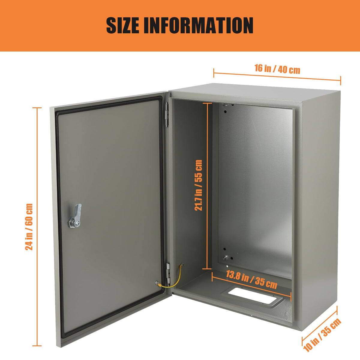 24" x 16" x 10" Waterproof Stainless Steel Electrical Enclosure Box with Lock X705651