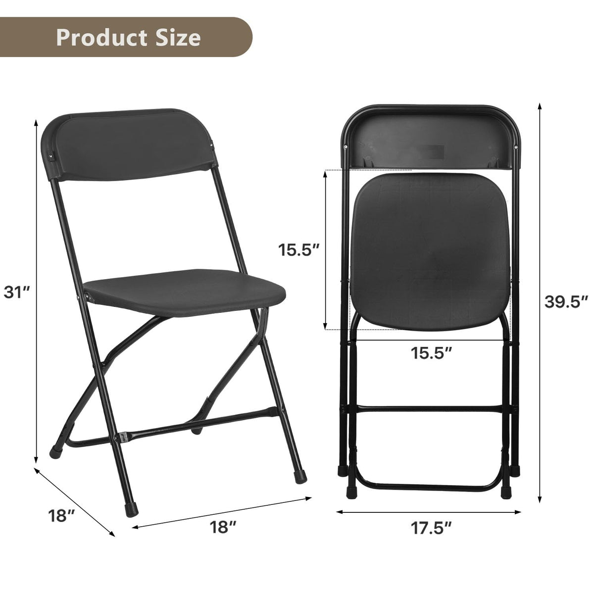 Portable Heavy Duty Folding Chairs 10 Pack Black V783