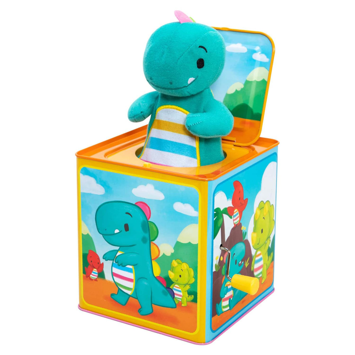 Baby Dino Jack in The Box Tin Musical Popping Toy E711203