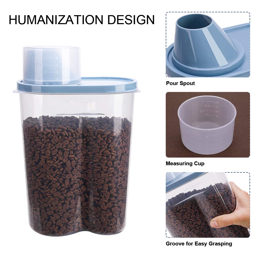2 Pack 2lb/2.5L Pet Food Storage Container with Measuring Cup C30032