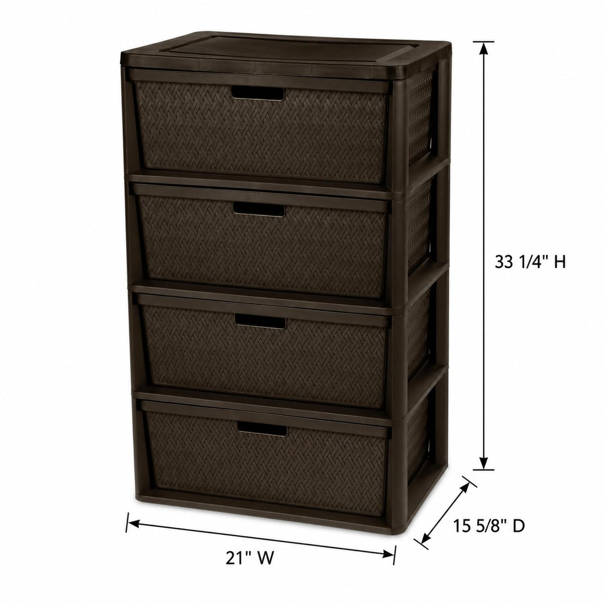 Brown 4 Drawer Plastic Storage Tower W677