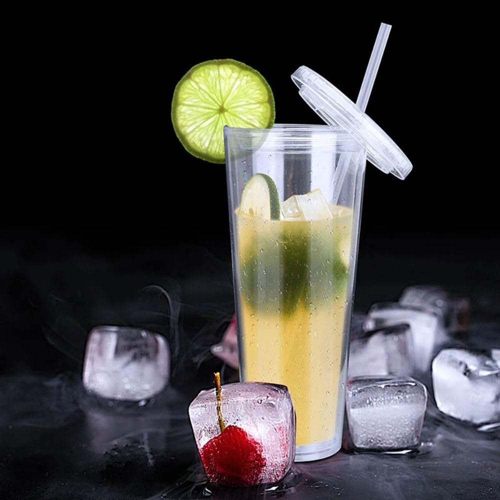 650ml Clear Tumbler with Lid and Straw I882255