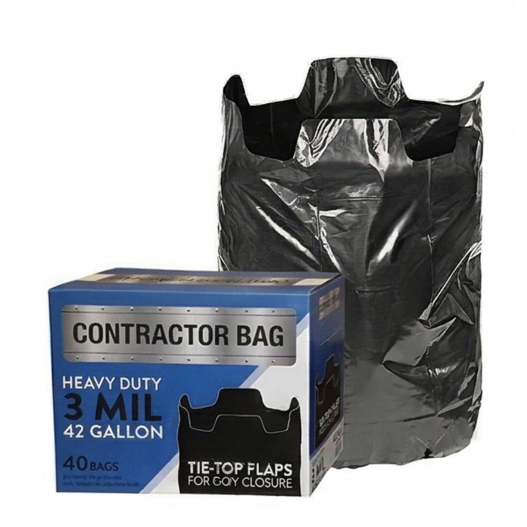 42 Gallon Black Contractor Garbage Bag, 40 Count A6577