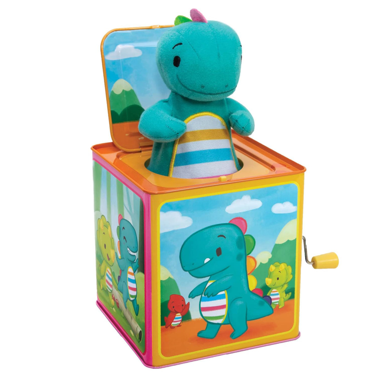 Baby Dino Jack in The Box Tin Musical Popping Toy E711203