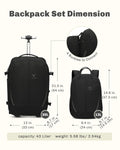 Rolling Backpack with Wheels 43L with Packing Cubes Set 6PC K738763