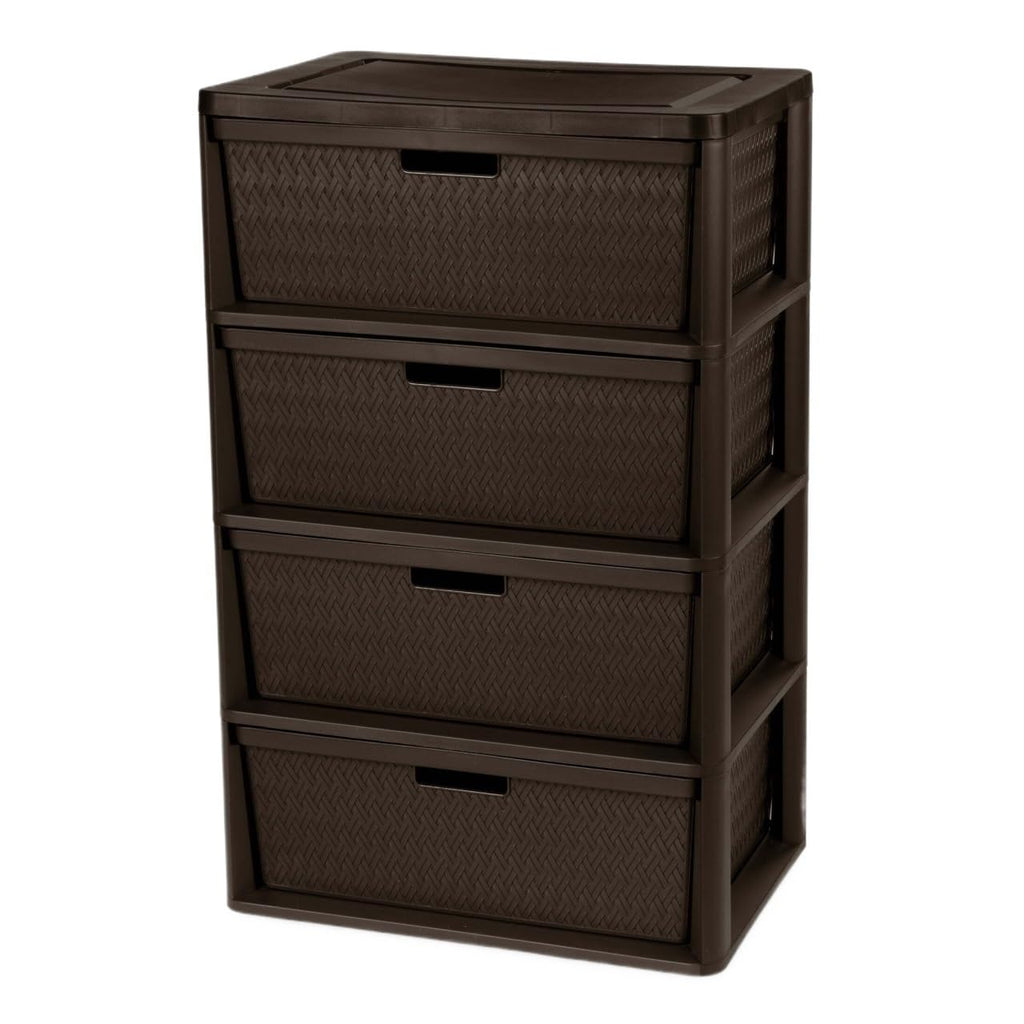 Brown 4 Drawer Plastic Storage Tower with Removable Bins C231