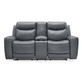 Gray Leather Match Power Reclining Loveseat with Console B11733