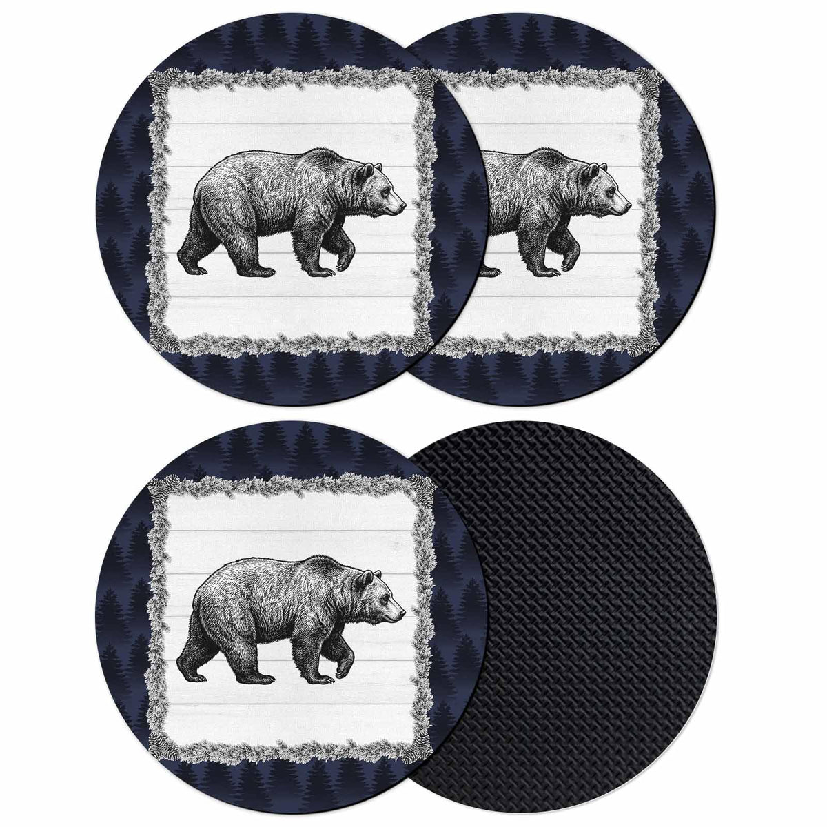 Black White Bear Coasters Set of 4 M368843